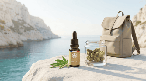 Illustration huiles cbd calanque Maison Maryjane