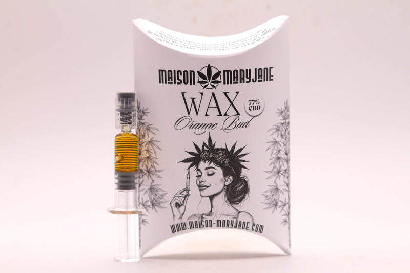 Concentré CBD Wax Orange Bud 77% Maison Maryjane, à la texture cireuse et au profil orange